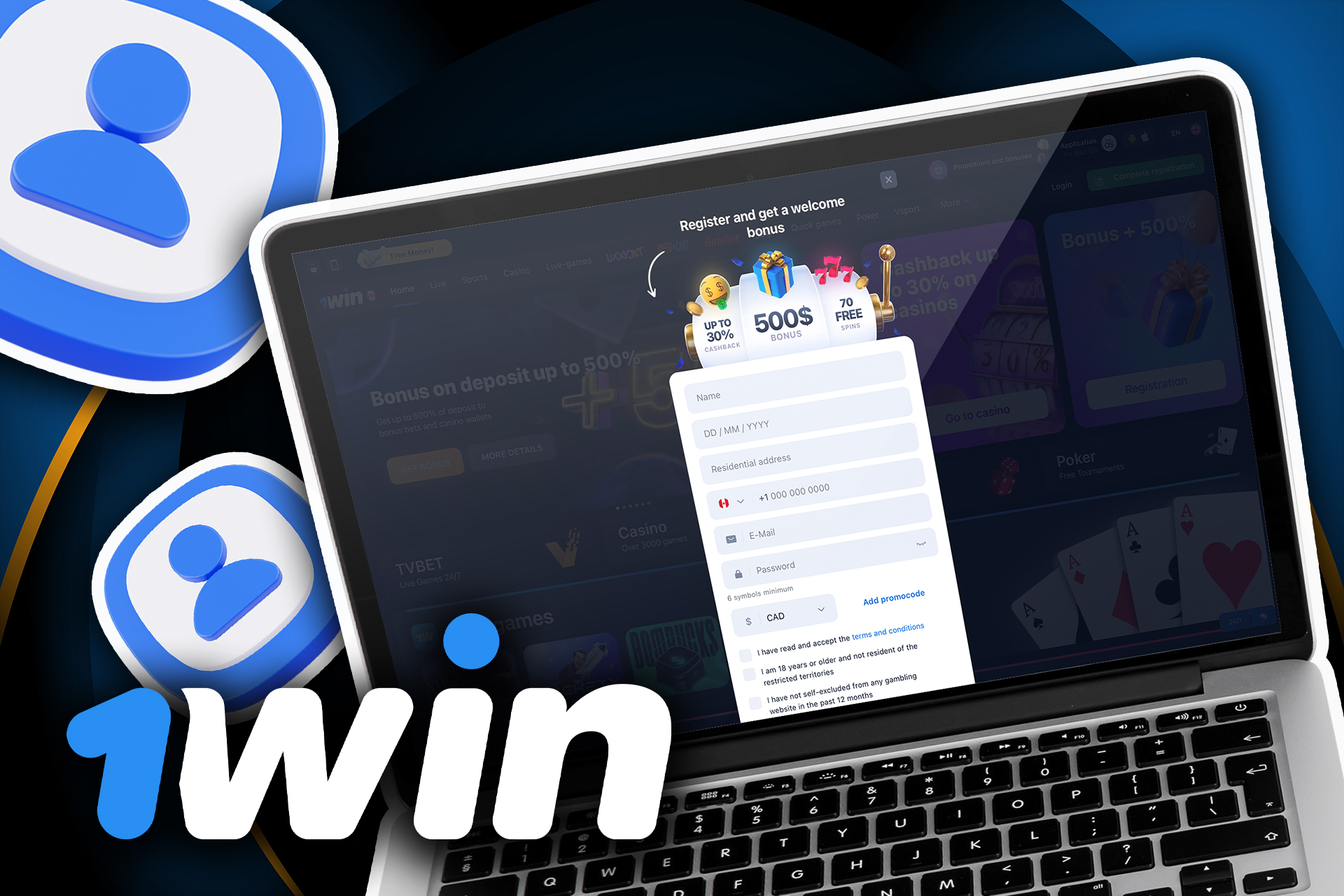 Sign up for 1win.