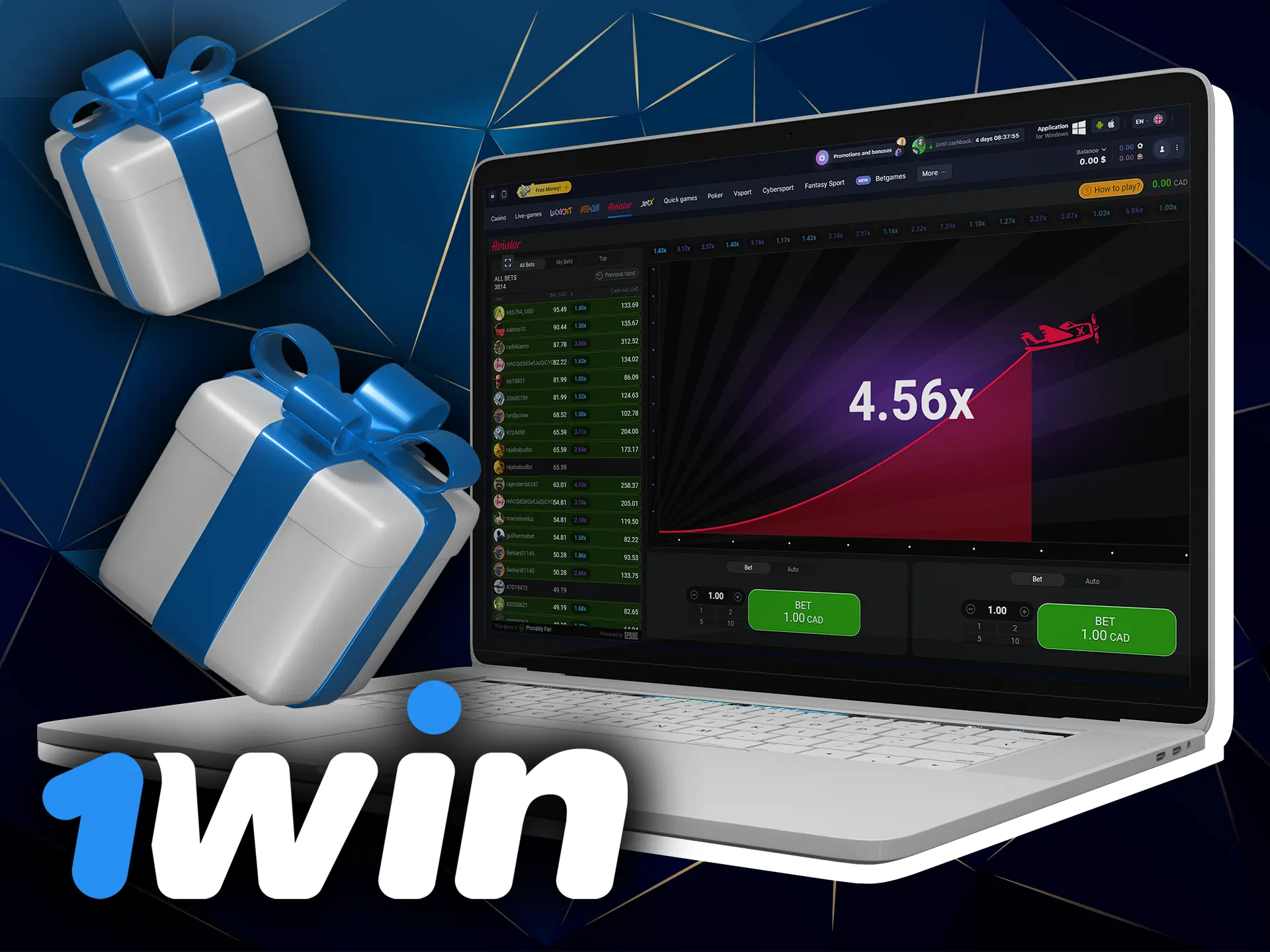 Get all of the available 1win Aviator bonuses.