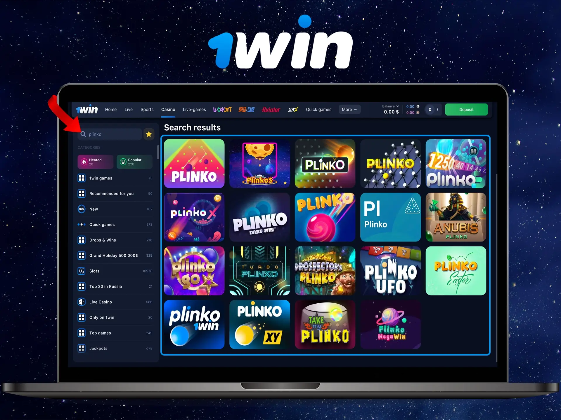 1Win offers its users a wide range of Plinko games.