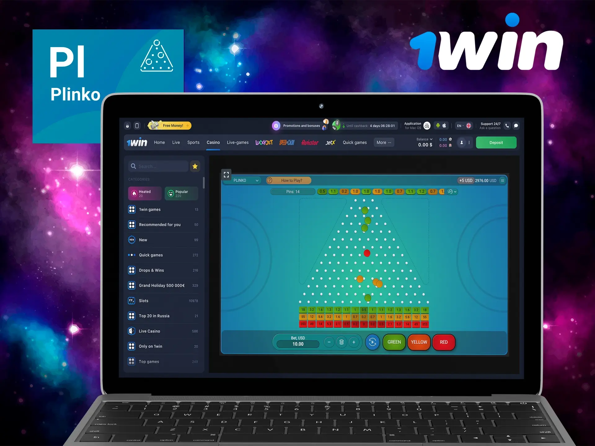 Define your personalised winning strategy at Plinko.